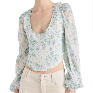 Free People Blue Floral Top